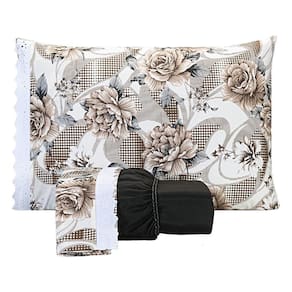 Jogo Lençol Estampado Casal Super King 03 Peças Flores