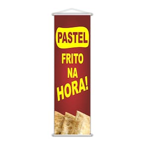 Banner Pastel Frito Banca Comida Serviço Vermelho 100X30Cm