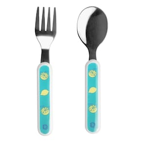 Kit Talher Infantil Colher/Garfo Inox Verde/Limão - Pimpolho
