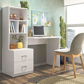 Escrivaninha para Quarto Cristal 2 Gavetas e 3 Nichos Cor Branco - Peternella Móveis