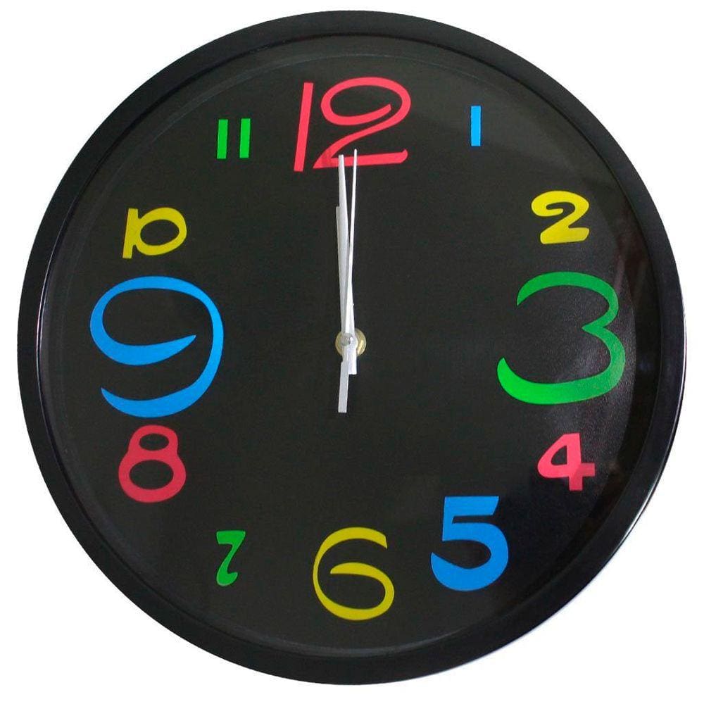 Relógio De Parede Decorativo Colorido Sala Escritório 31cm