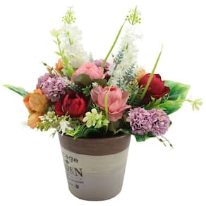 Arranjo De Flores Hortênsia e Rosas Artificiais 28Cm