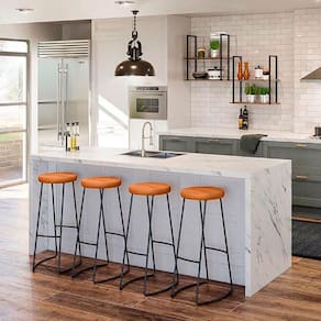Banqueta Alta Aurora Kit 4 Banquetas Estilo Industrial Base Aço Loft e Assento Cor Peroba - Dream Home Design