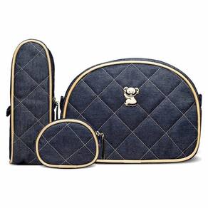Kit Viagem Classic for Baby Bags Koala Jeans Dourado Azul