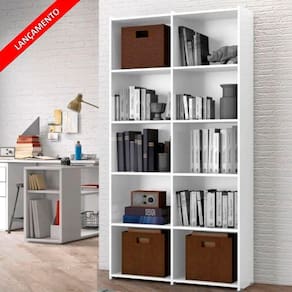 Estante Para Livros Holanda 04 Prateleiras 10 Nichos - Branco