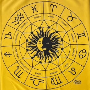 Toalha Jogo de Cartas Zodíaco 70 x 70 cm Amarela