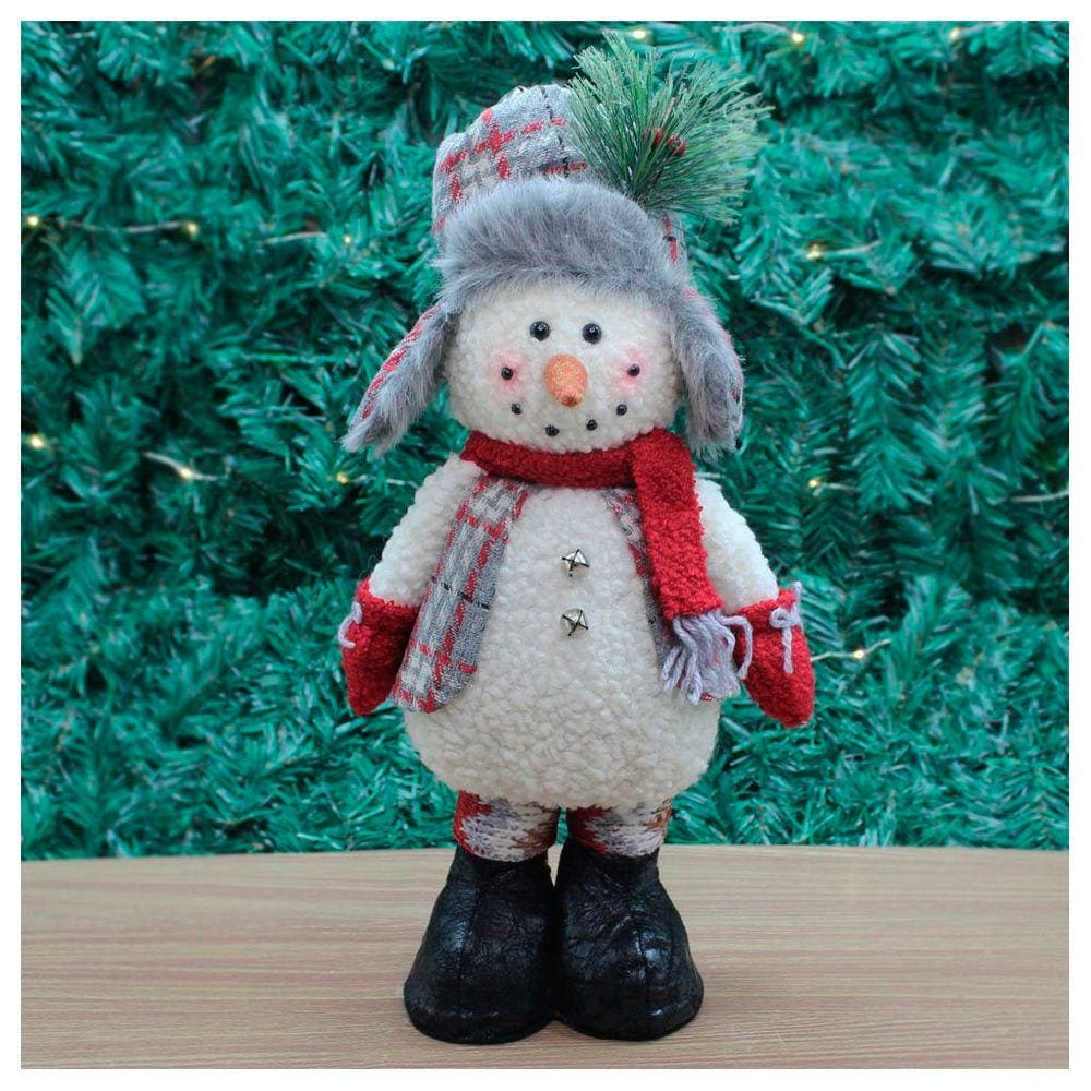 Enfeite Boneco De Neve Com Chapéu Natal Em Tecido 38cm