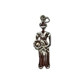 Pingente Abebê Imagem de Iemanjá 3,6 cm Metal Niquelado