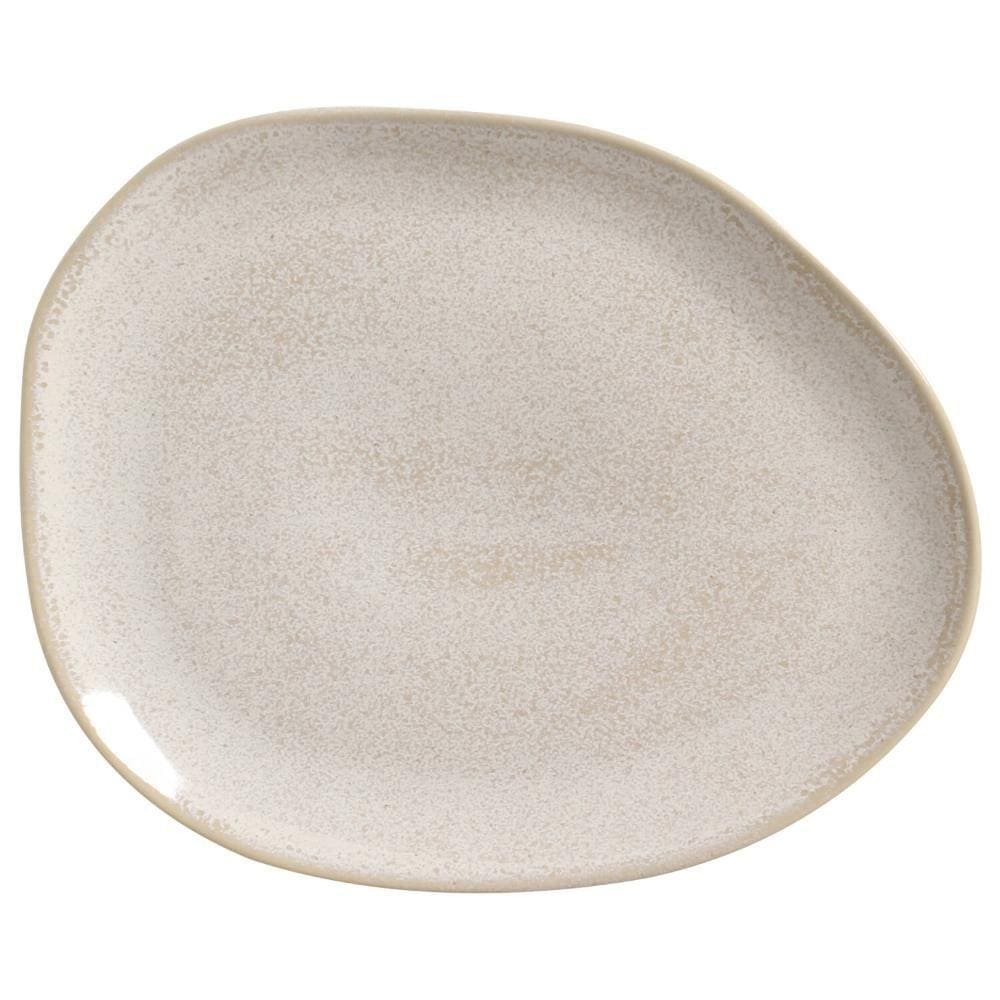 Conjunto c/ 6 Pratos Raso Oval Orgânico Latte 31x24x2,5cm