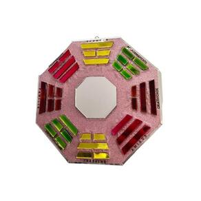 Baguá Feng Shui Vidro Colorido Rosa Octogonal 16 Cm