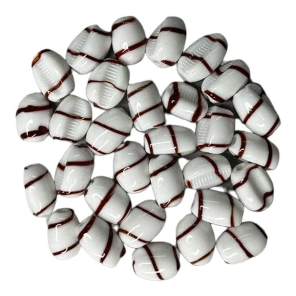 Kit C/10 Firmas Búzios 22 Mm Branco E Vermelho Murano Guias