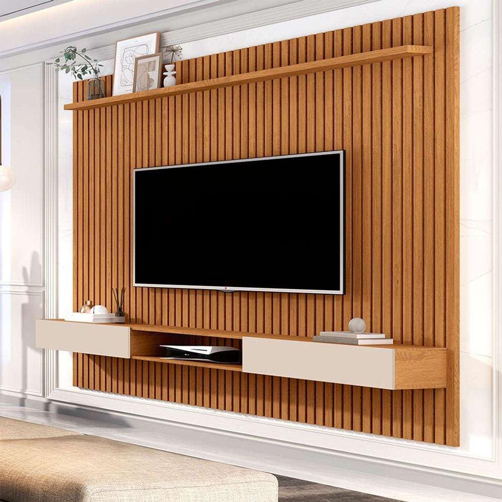 painel para tv até 80 polegadas venus 2 pt nature e off white