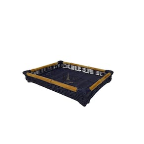 Bandeja Decorativa de Bambu e Rattan Azul 41cm