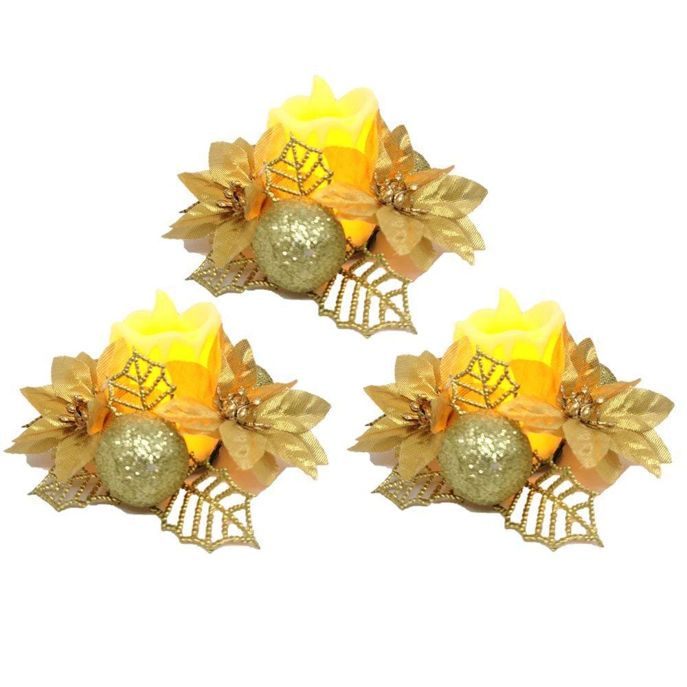 Kit 3 Porta Velas Bico de Papagaio com Vela Eletrônica LED