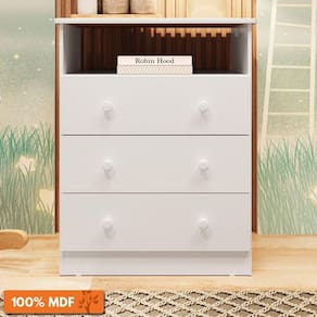 Cômoda Infantil 3 Gavetas 100% Mdf Smim New Móveis Peroba Branco Brilho