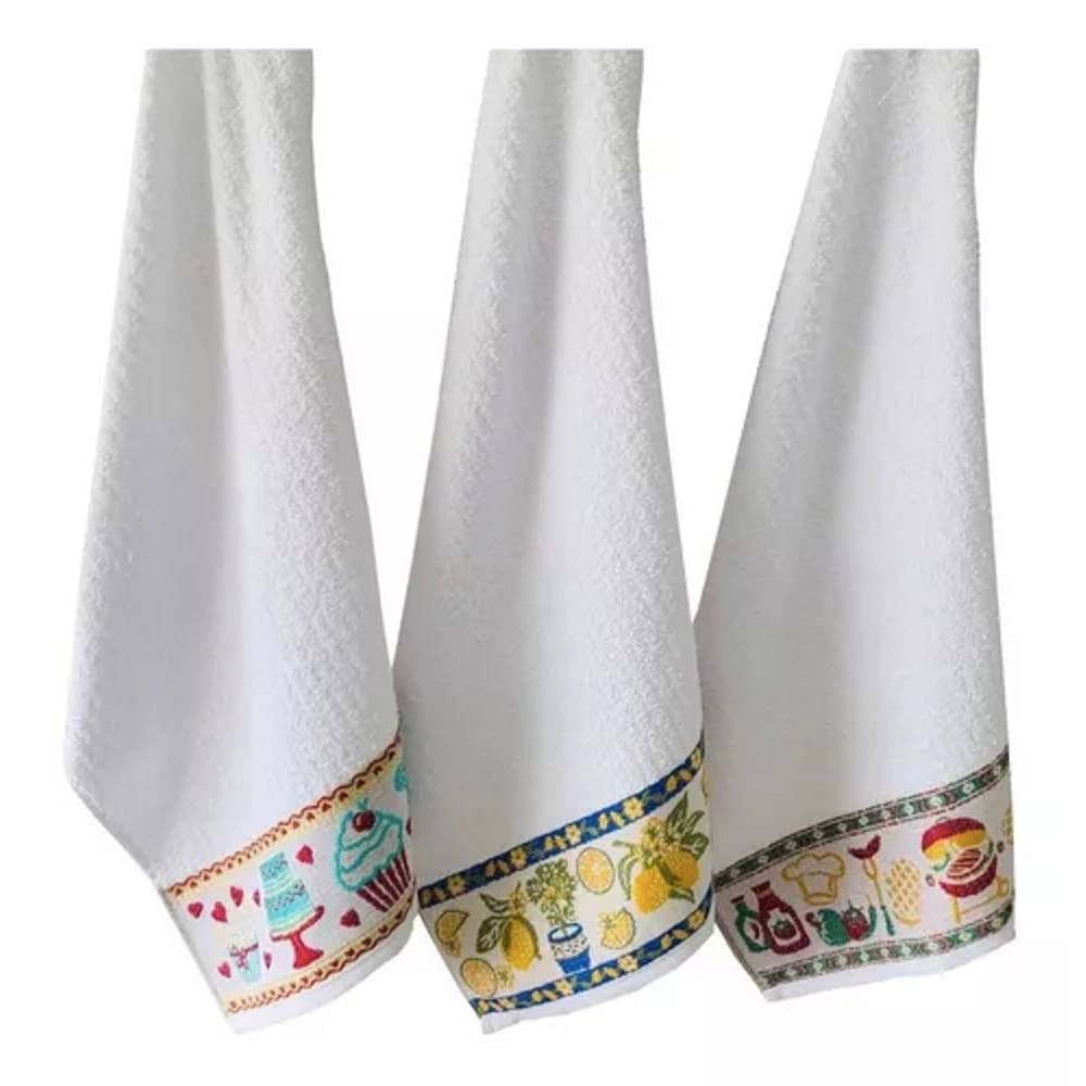 kit 10 Pano de Prato Atoalhado Pano de Copa 100% Algodão Toalha de Cozinha Toalha de Copa Felpudo Marca Casa da Toalha