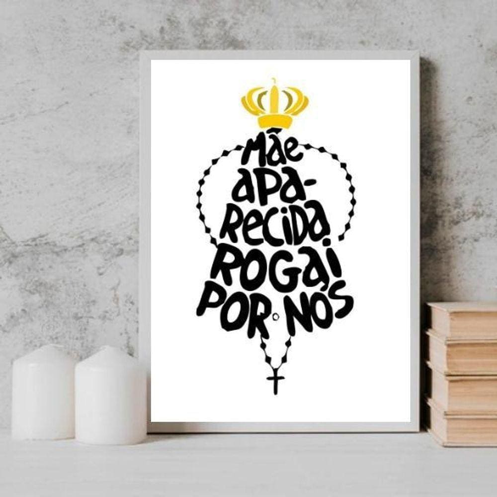 Quadro Mãe Aparecida Rogai Por Nós 33X24Cm