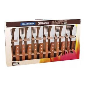 Kit Jogo de Churrasco Garfo e Faca Conjunto 12 Peças Jumbo Tramontina