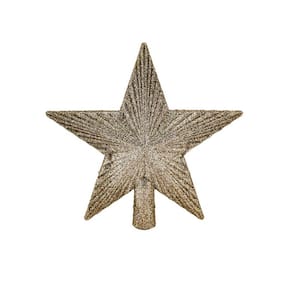 Estrela Ponteira Friso Glitter Champagne 15cm - Magizi