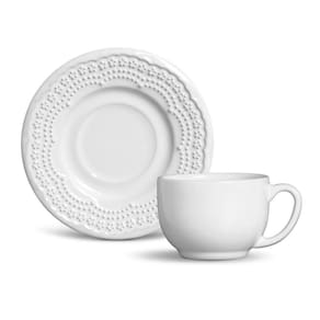CONJUNTO C/ 6 XÍCARAS DE CHÁ C/ 6 PIRES MADELEINE BRANCO 161 ml