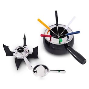 Kit Jogo Conjunto Para Fondue com Fogareiro 10 Pecas Em Aço Inox Brinox