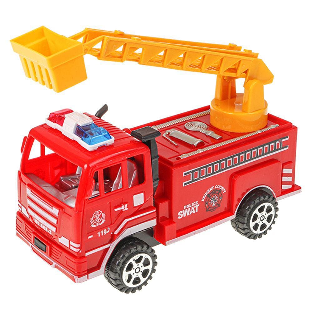 Brinquedo Caminhão Miniatura Bombeiros Resgate Vermelho A Fricção