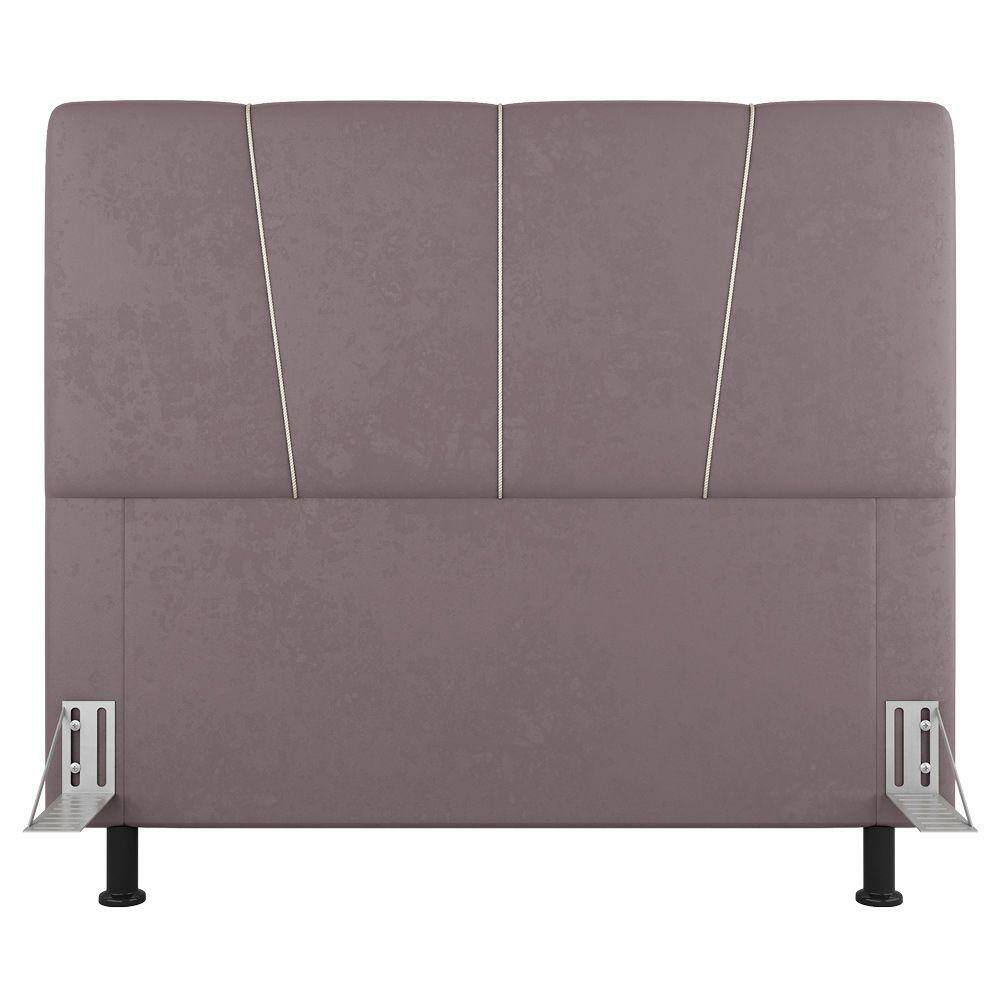 Cabeceira Cama Box Casal Amber 140cm Estofada Veludo Rosê - Abmaza