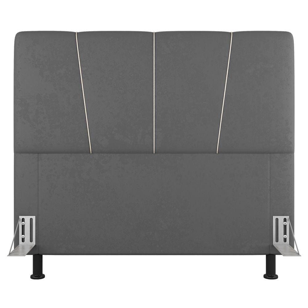 Cabeceira Cama Box Casal King Size Amber 195cm Estofada Linho Cinza - Abmaza