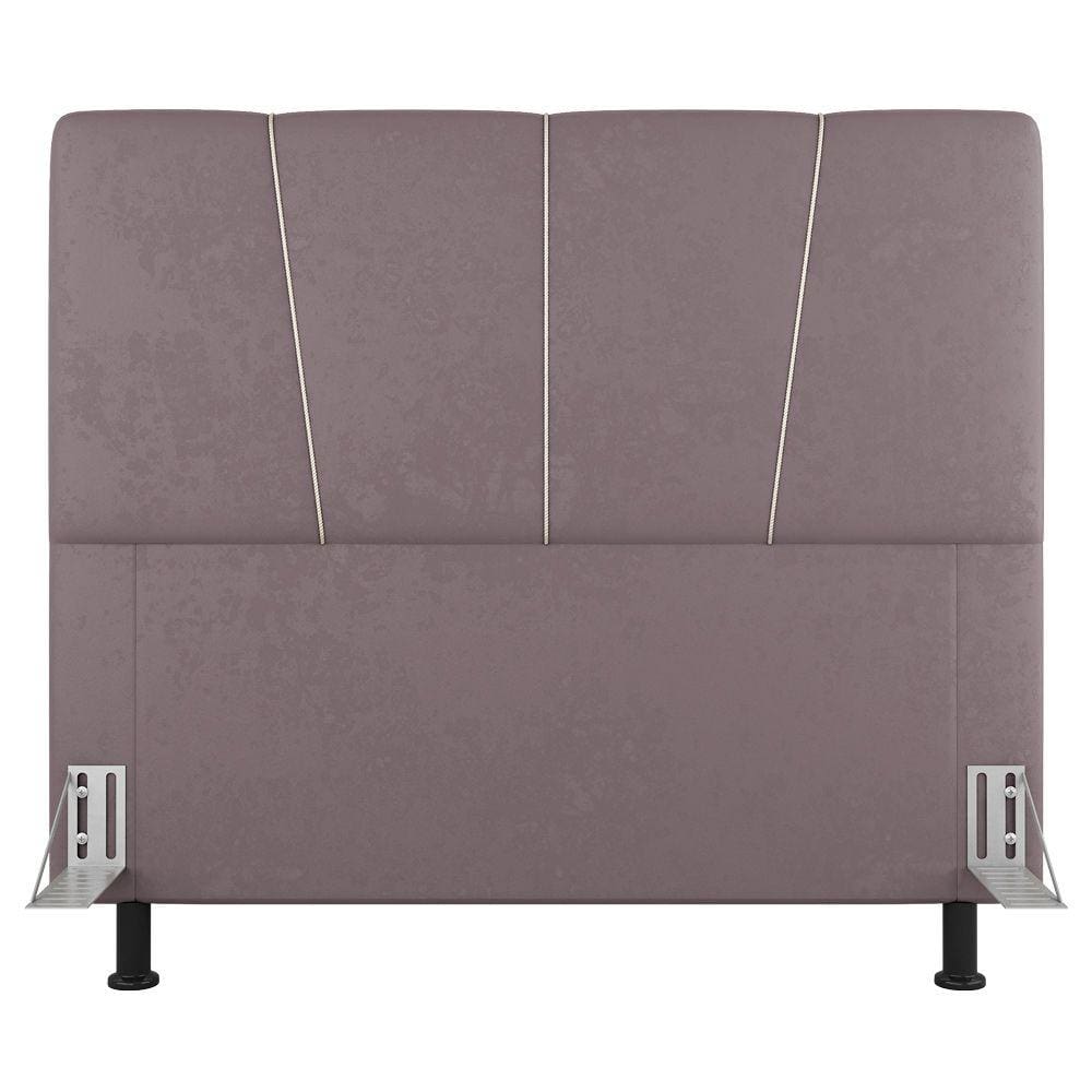 Cabeceira Cama Box Casal Queen Size Amber 160cm Estofada Veludo Rosê - Abmaza