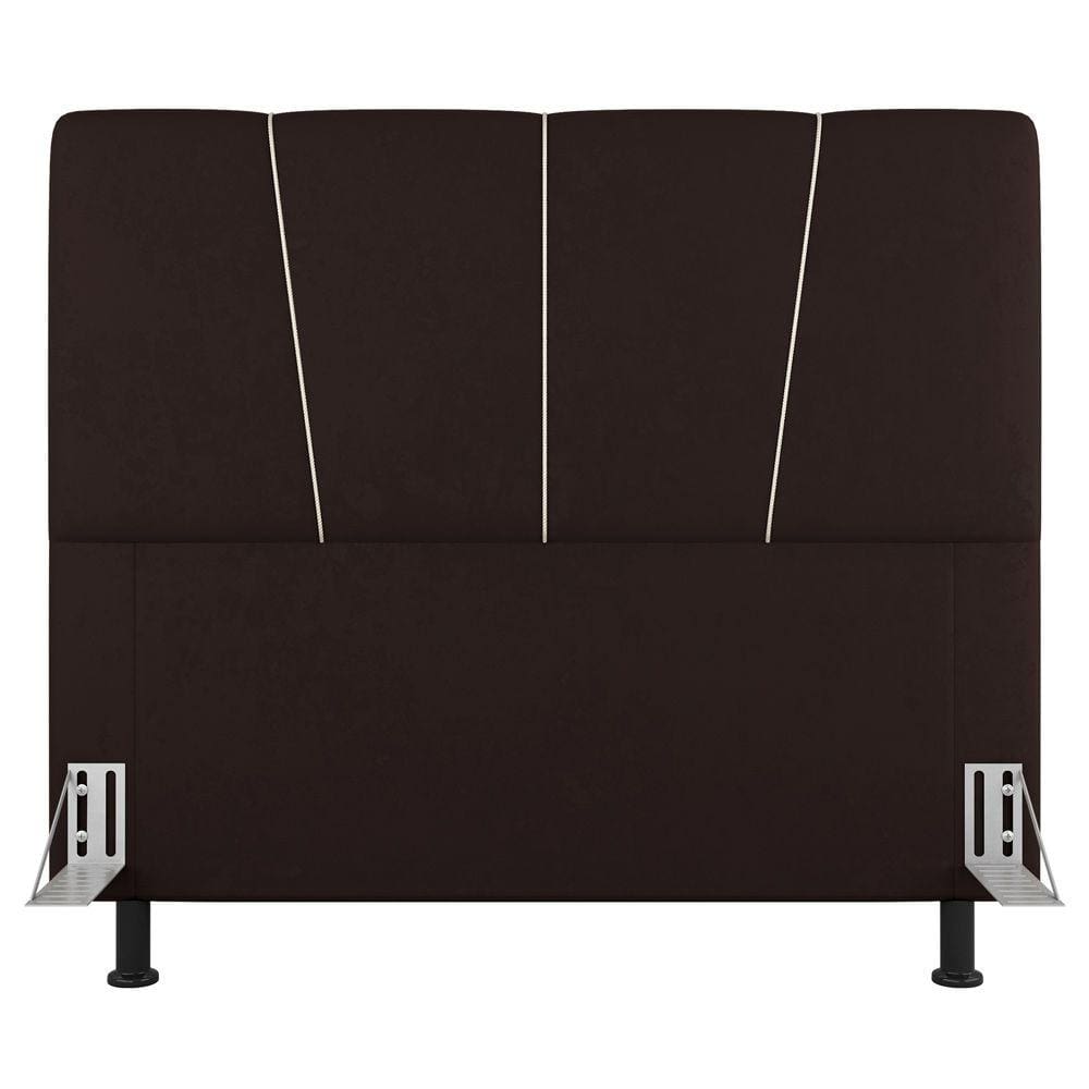 Cabeceira Cama Box Casal King Size Amber 195cm Estofada Sintético Marrom - Abmaza