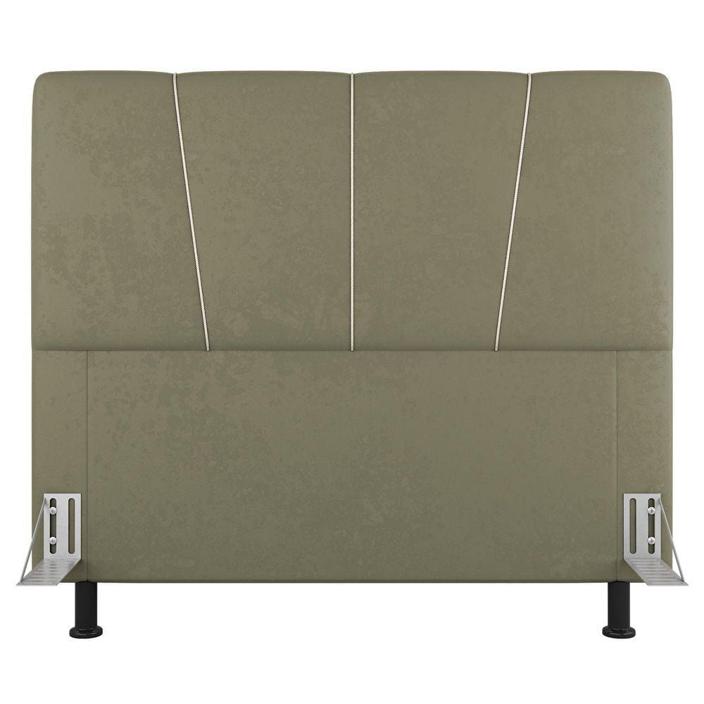 Cabeceira Cama Box Casal Queen Size Amber 160cm Estofada Sintético Bege - Abmaza