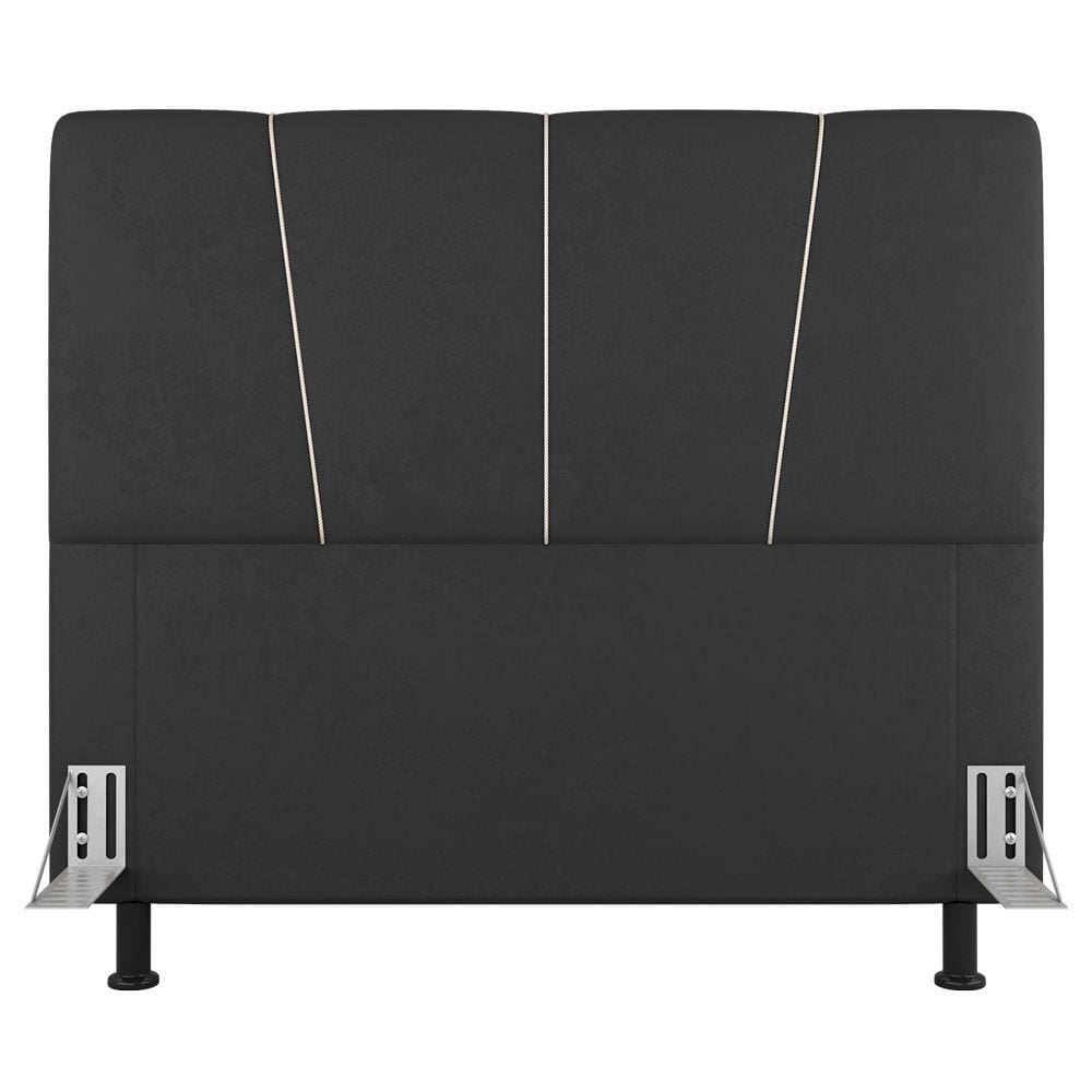 Cabeceira Cama Box Casal Queen Size Amber 160cm Estofada Suede Cinza Escuro - Abmaza