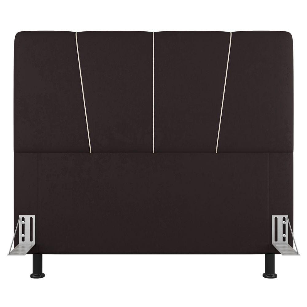 Cabeceira Cama Box Casal Amber 140cm Estofada Suede Marrom - Abmaza