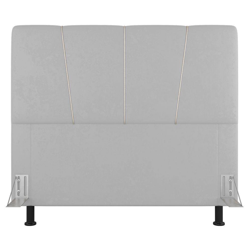 Cabeceira Cama Box Casal Amber 140cm Estofada Sintético Branco - Abmaza