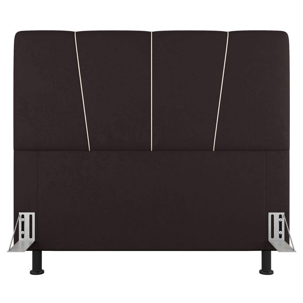 Cabeceira Cama Box Casal Amber 140cm Estofada Linho Marrom - Abmaza