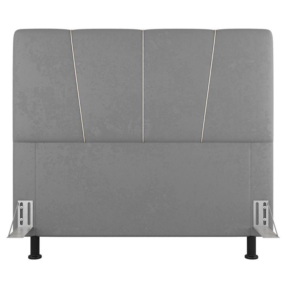 Cabeceira Cama Box Casal Amber 140cm Estofada Linho Cinza Claro - Abmaza