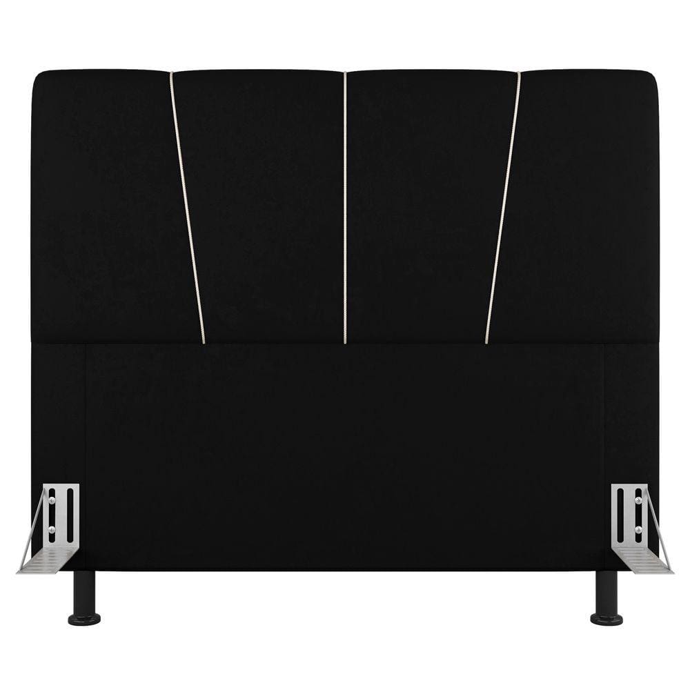Cabeceira Cama Box Casal Amber 140cm Estofada Sintético Preto - Abmaza
