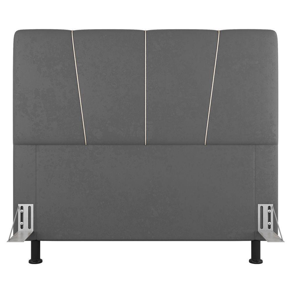 Cabeceira Cama Box Casal Amber 140cm Estofada Linho Cinza - Abmaza