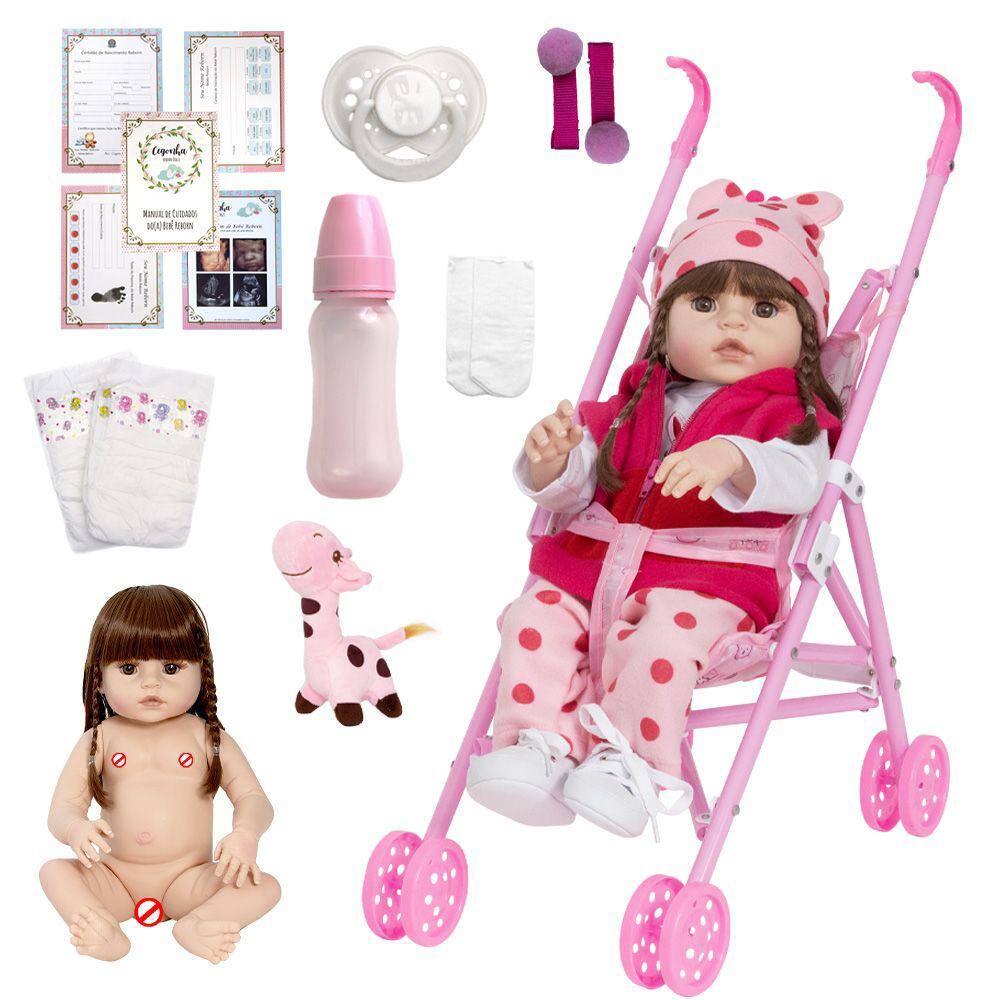 Bebe Reborn Girafinha Realista 100% Silicone + Acessórios - Chic