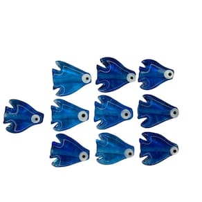 Kit c/ 10 Firmas de Peixe Iemanjá Azul 30 mm Murano Guias