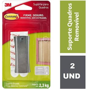Kit com 2 Suporte Adesivo para Quadros Command AÇO Grande ATE 2,3KG 3M