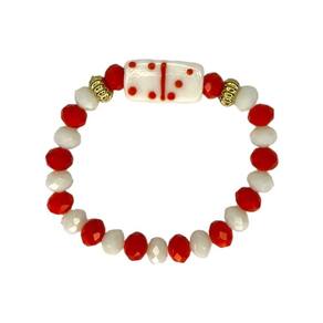 Pulseira Zé Pelintra Firma Dominó Cristal e Silicone