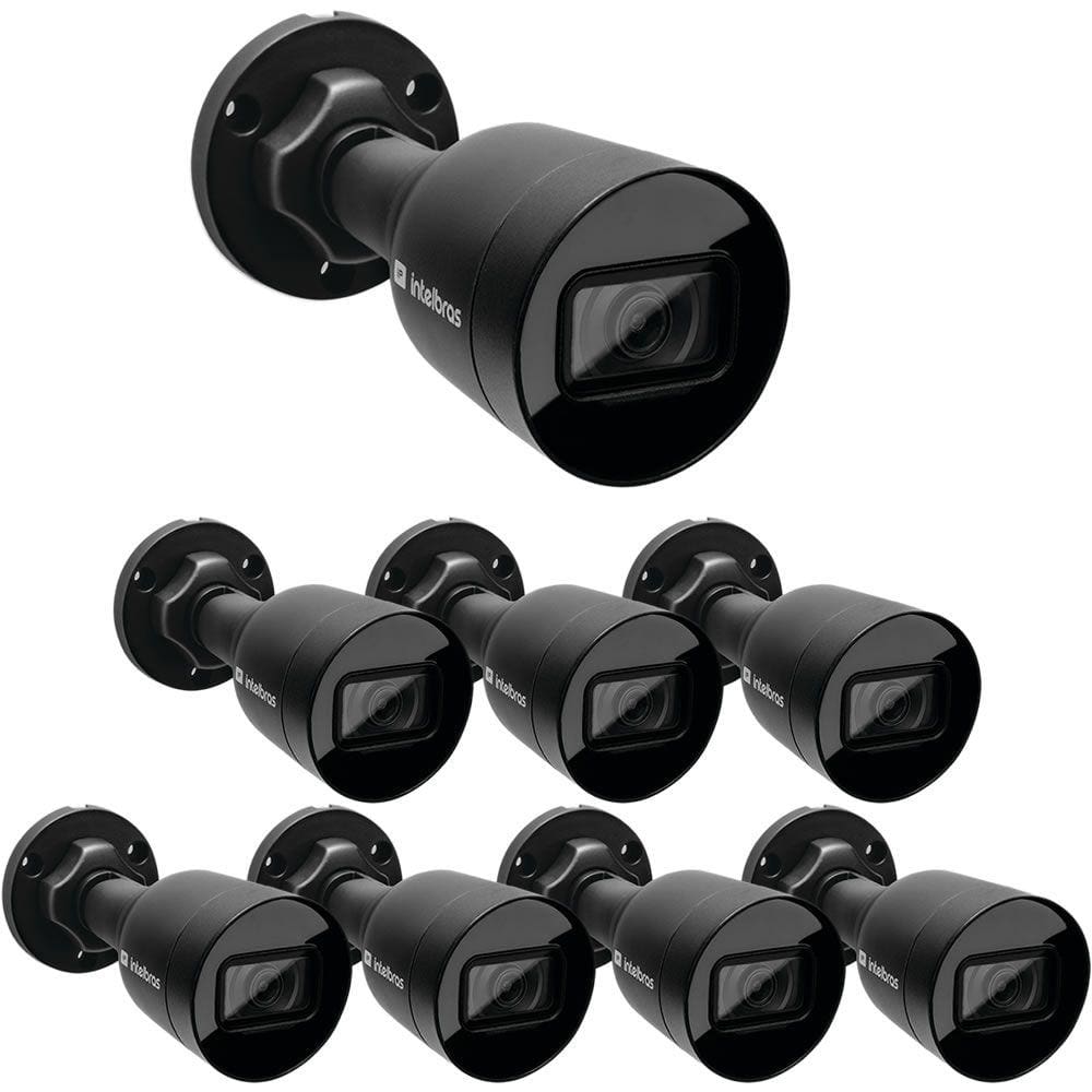 Kit 8 Câmeras IP 2 Megapixels 3.6mm 30m PoE VIP 1230 B BLACK G4 Intelbras