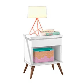 Mesa de Cabeceira Melissa 1 Gaveta Cor Branco - Phoenix Baby