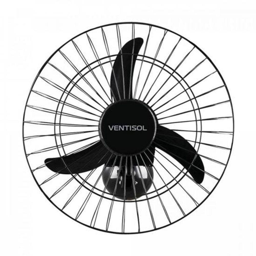 Ventilador De Parede Ventisol Oscilante 50Cm Aço Preto Bivolt - Bivolt