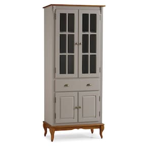 Cristaleira 4 Portas 3 Prateleiras e 1 Gaveta Hannover 60809 Linz Móveis - Off White/Imbuia