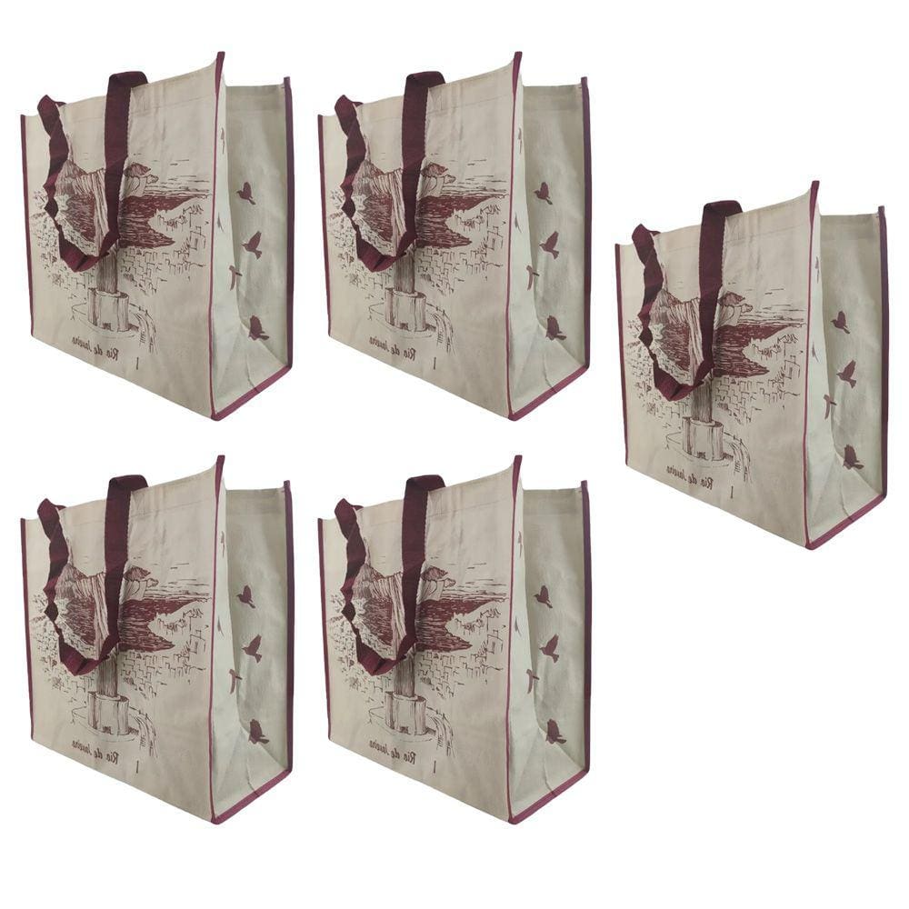 Bolsa Ecologica Sacola Reutilizavel Kit 5 Unidades Compras Mercado Pratica Resistente Alça Dobravel