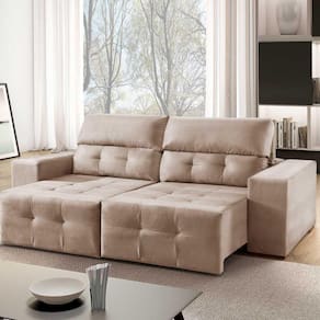 Sofá Madrid 4 Lugares Retrátil Reclinável Suede Mundial Estofados