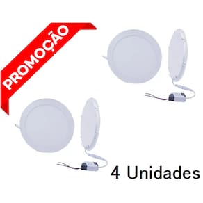 4 Luminario Painel Super Led Plafon Embutir 18w Branco Bivol
