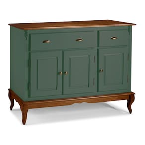 Balcão Buffet 3 Portas 2 Gavetas Hannover 60803 Linz Móveis - Verde Musgo/Imbuia